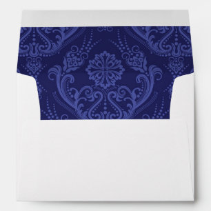 Enveloppes Papier peint bleu damassé fleuri