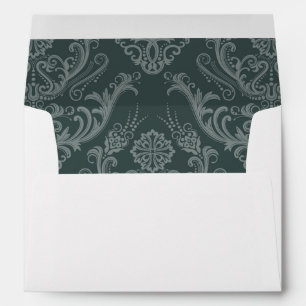 Enveloppes Papier peint vert damassé vert