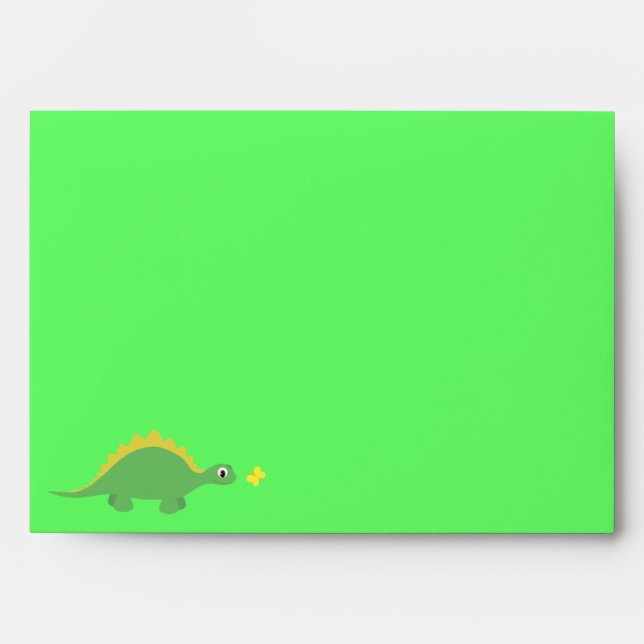 Enveloppes Partie verte et jaune mignonne de dinosaure et de (Devant)