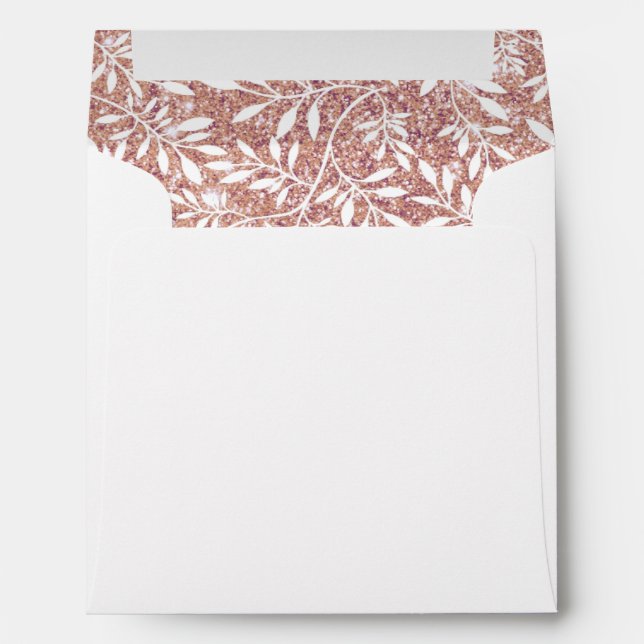Enveloppes parties scintillant d'or rose feuille motif, maria (Dos (Bas))
