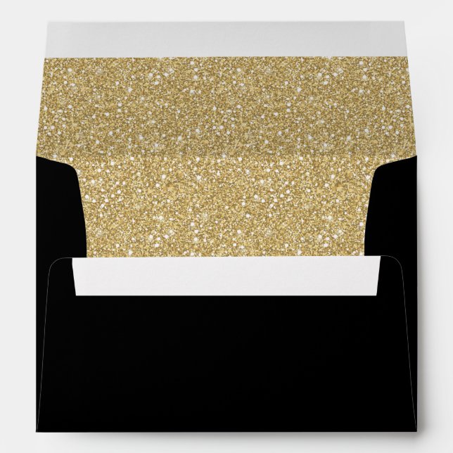 Enveloppes Parties scintillant en or brillant invitation noir (Dos (Bas))