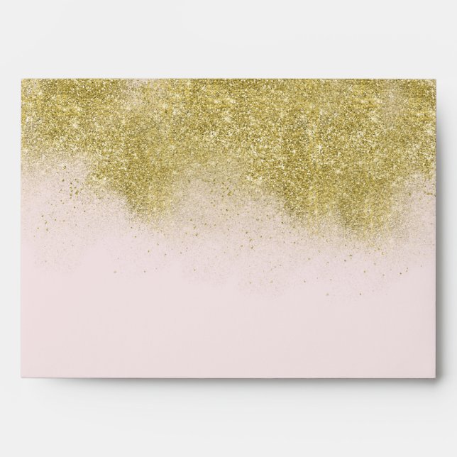 Enveloppes Parties scintillant Gold Blush Pink Sparkle Faux p (Devant)