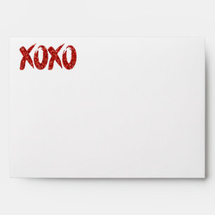 Enveloppes Parties scintillant rouge XOXO   Glam Brushstroke 