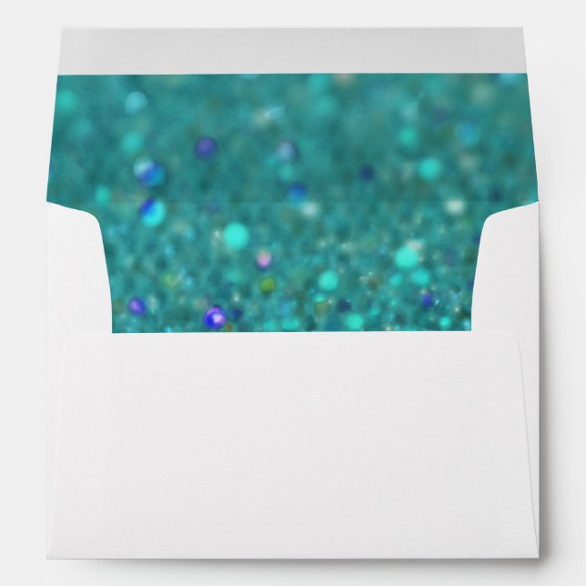 Enveloppes Parties scintillantes bleues turquoises (Dos (Bas))