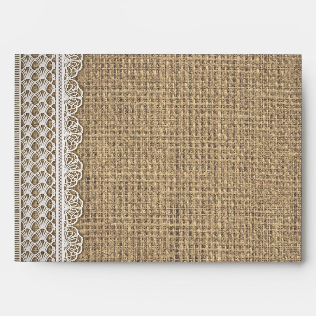 Enveloppes Pays rustique| Burlap Lace Mariage (Devant)