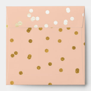 Enveloppes Pêche et or brillant confetti points chic moderne