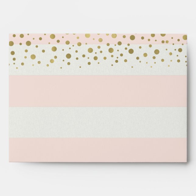 Enveloppes Pêcher les griffes blanches à la Confetti d'or (Devant)