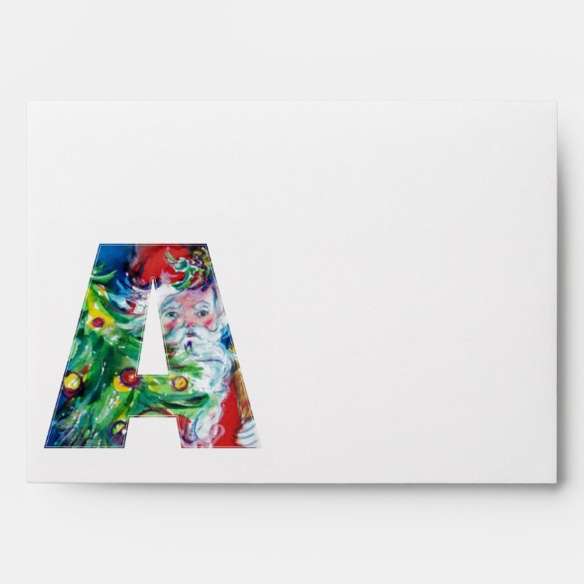 ENVELOPPES PÈRE NOËL AVEC BALLONS ET MONOGRAMME D'ARBRE DE NO (Devant)