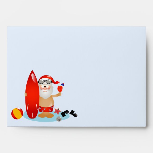 Enveloppes Père Noël de surf d'été (Devant)