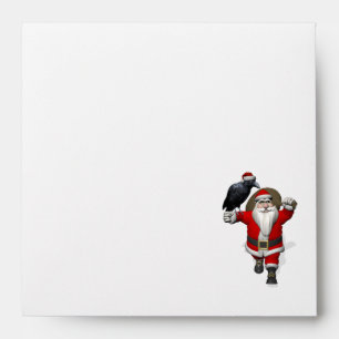 Enveloppes Père Noël Heureux Avec Grand Corbeau Noir