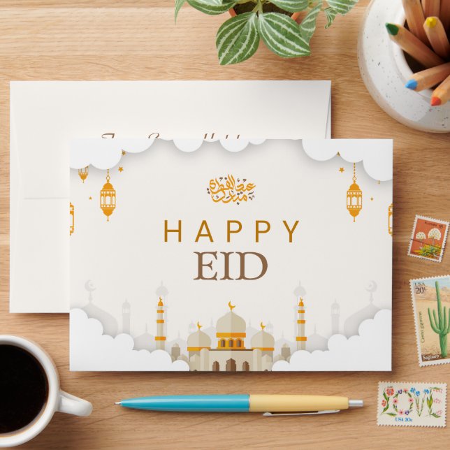 Enveloppes personnalisées Happy Eid Money Card (Desk)