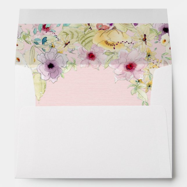 Enveloppes Petit Mariage à fleurs de printemps (Dos (Bas))