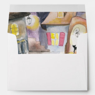 Enveloppes Petite ville la nuit