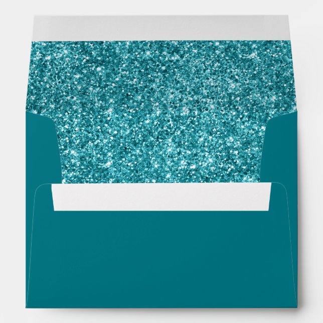 Enveloppes Photo de la Parties scintillant Turquoise Faux (Dos (Bas))