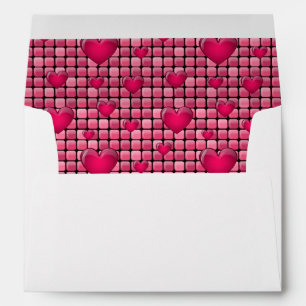 Enveloppes Pile Rose aux Coeurs
