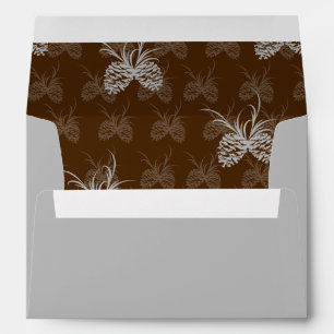 Enveloppes Pine Cone Argent rustique et Brown