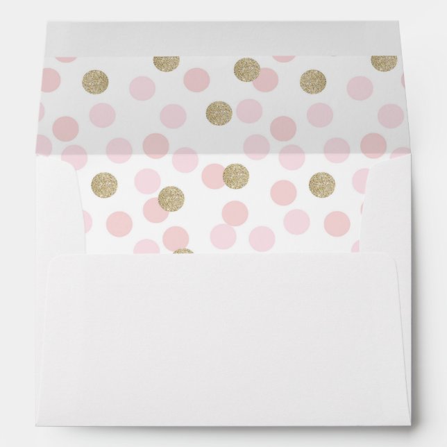 Enveloppes Pink et Faux Gold Parties scintillant Polka Dot (Dos (Bas))