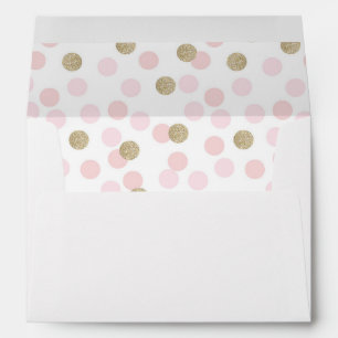 Enveloppes Pink et Faux Gold Parties scintillant Polka Dot
