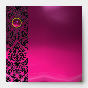 Enveloppes PINK FUCHSIA BLACK DAMASK Purple Amethyst Gold