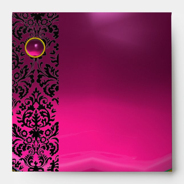 Enveloppes PINK FUCHSIA BLACK DAMASK Purple Amethyst Gold (Devant)