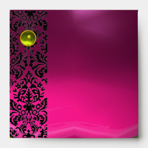 Enveloppes PINK FUCHSIA BLACK DAMASK Purple Amethyst Gold
