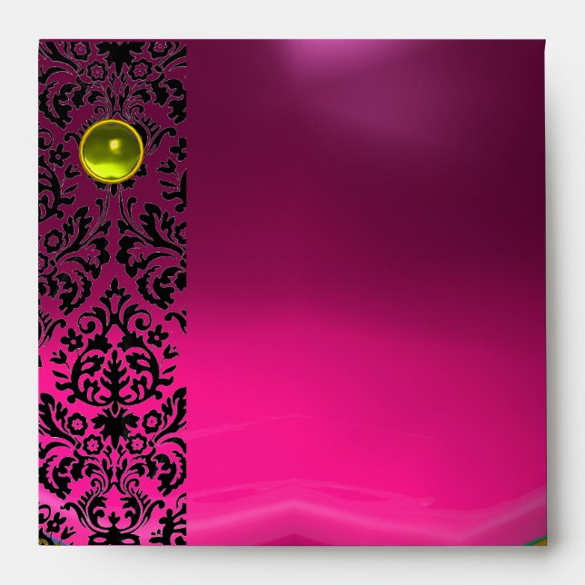 Enveloppes PINK FUCHSIA BLACK DAMASK Purple Amethyst Gold (Devant)