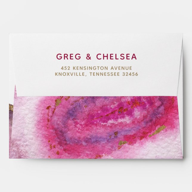 Enveloppes Pink Gilt Agate Mariage Invitations (Dos (Haut rabat))