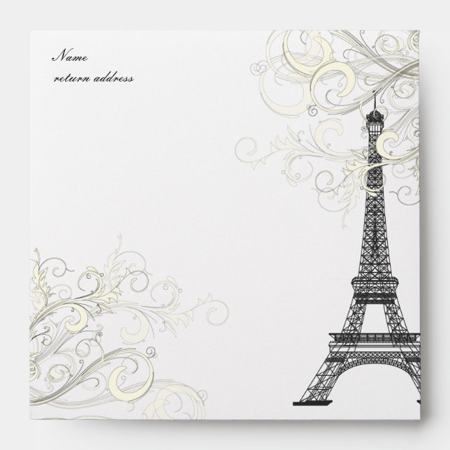 Enveloppes PixDezines Eiffel Vanilla Swirls/Black + Vanilla (Devant)