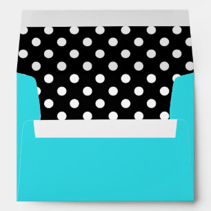 Enveloppes Point de polka noir et blanc bleu turquoise