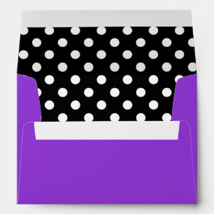 Enveloppes Point de polka noir et blanc pourpre