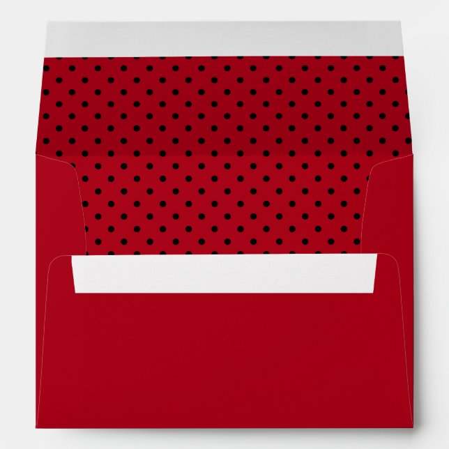 Enveloppes Point Polka rouge et noir (Dos (Bas))