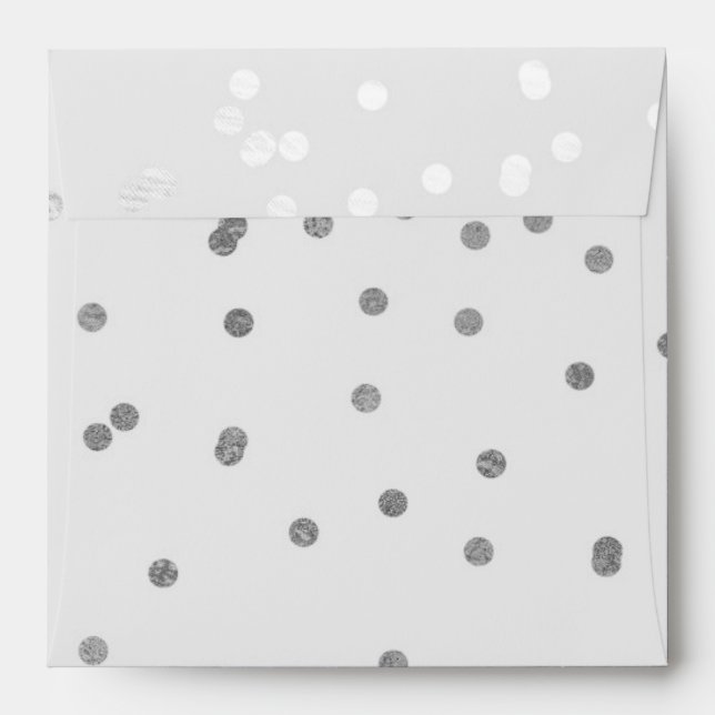 Enveloppes Points Confetti brillants gris clair et argenté Mo (Dos (Haut rabat))