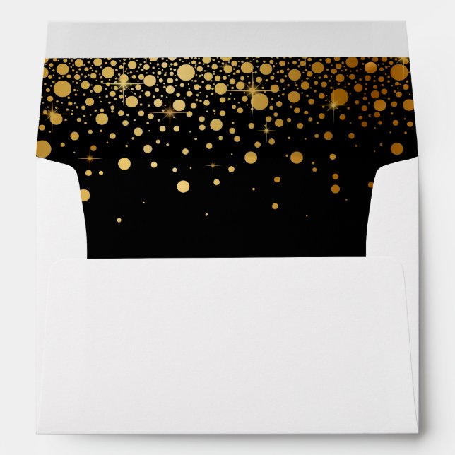 Enveloppes Points Confetti de Parties scintillant d'or noir p (Dos (Bas))