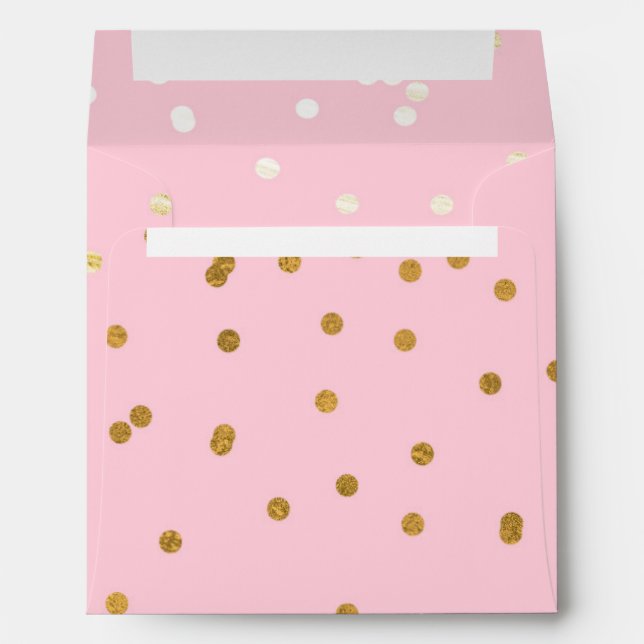 Enveloppes Points Confetti rose et or brillants Chic Moderne (Dos (Bas))