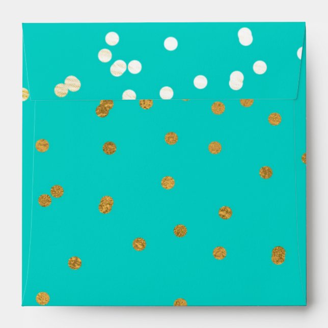Enveloppes Points Confetti Turquoise Bleu & Or brillants Mode (Dos (Haut rabat))