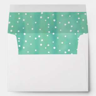 Enveloppes Points d'aquarelle à la menthe et blanc