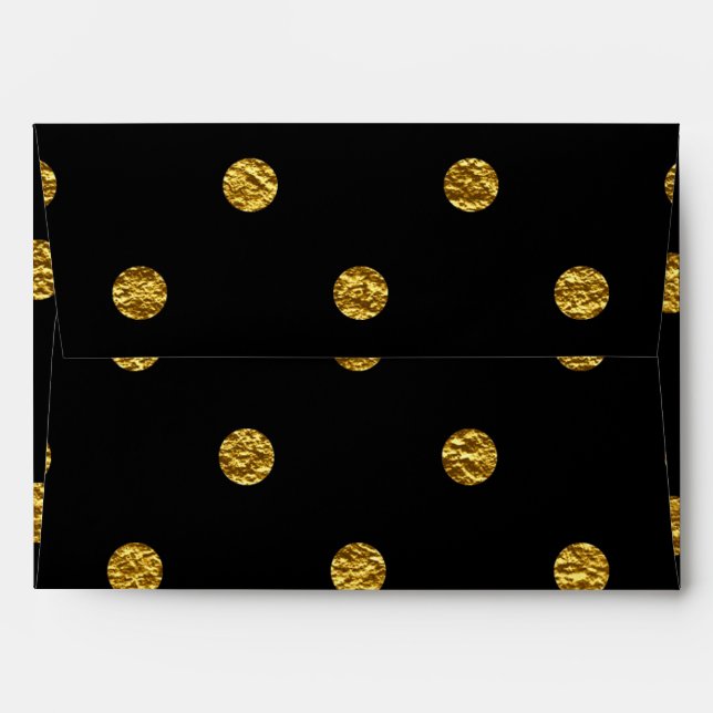 Enveloppes Pois Black & Gold Faux (Dos (Haut rabat))