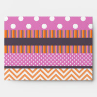 Pois Chevron Motif  à rayures orange et rose