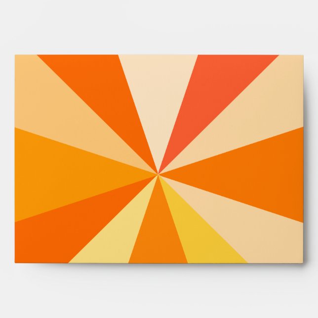 Enveloppes Pop Art Modern 60s Funky Geometry Rays in Orange (Devant)
