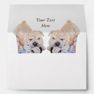 Enveloppes Portrait de chiot char pei mignon avec art nounour
