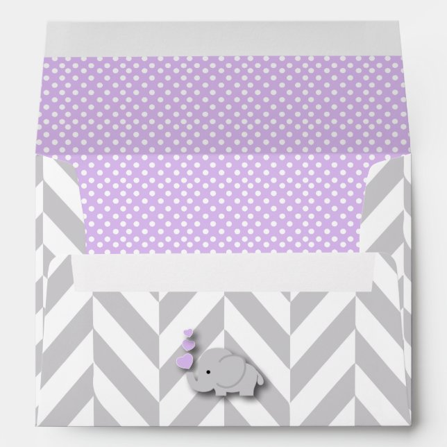 Enveloppes Pourpre, baby shower gris blanc d'éléphant (Dos (Bas))