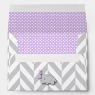 Enveloppes Pourpre, baby shower gris blanc d'éléphant