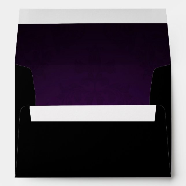 Enveloppes Purple Dark Damask Élégant Mariage Invitation (Dos (Bas))