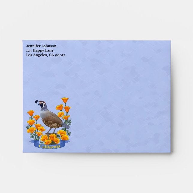 Enveloppes Quail d'oiseaux de l'État de Californie et coqueli (Devant)