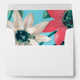 enveloppes rayées florales bleues de fleurs