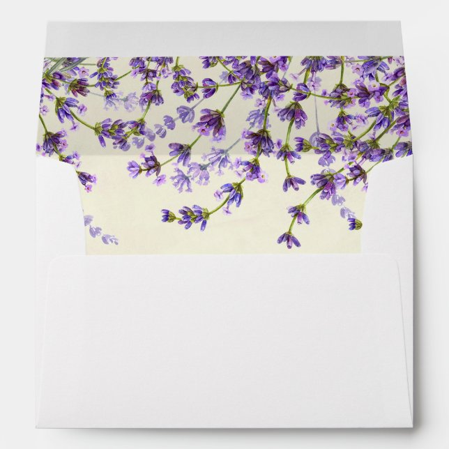 enveloppes rayées florales d'invitation de lavande (Dos (Bas))