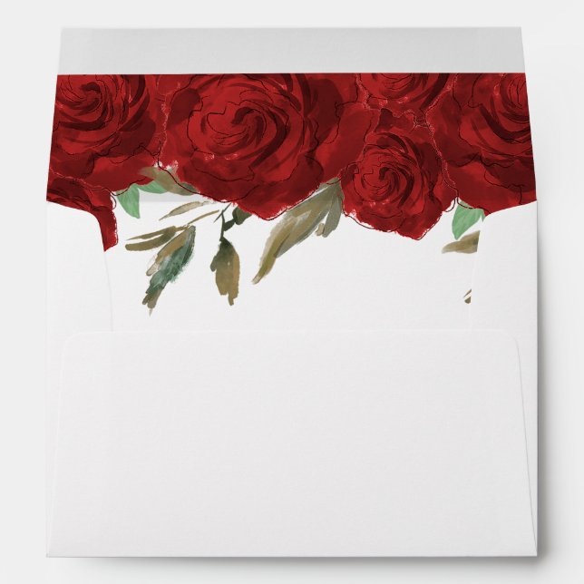 enveloppes rayées florales d'invitation de roses (Dos (Bas))