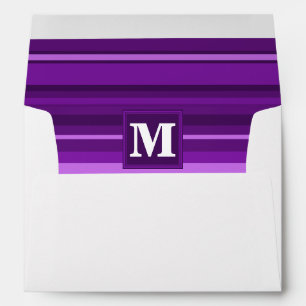 Enveloppes Rayures violettes monogramme