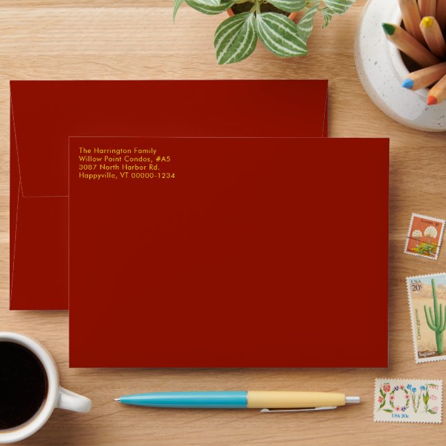 Enveloppes Red Christmas Twinkling Stars Return Adresse A7 (Desk)