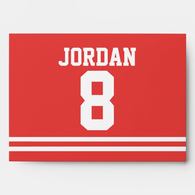 Enveloppes Red Football Jersey - Sports Thème Anniversaire (Devant)